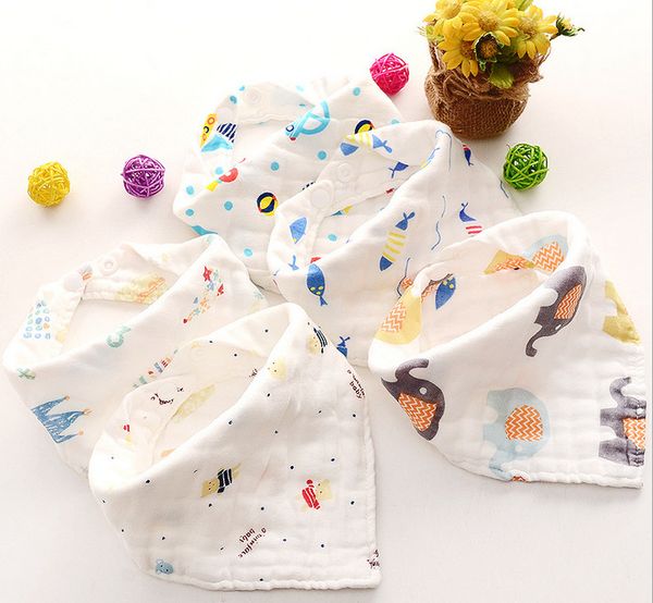 Feeding Kids 8 Layers Cotton Gauze Burp Cloths Baby Clothing Triangle Bibs