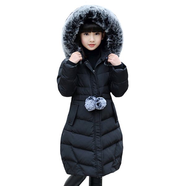 

-30 degrees girls clothing warm down jacket for girl clothes winter thicken parka fur hooded children outerwear coats, Blue;gray