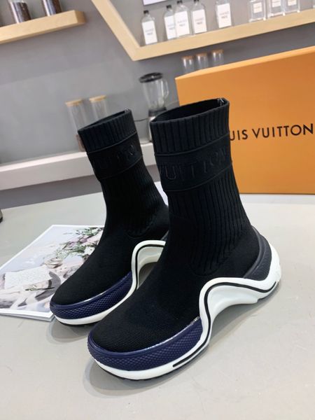 

fast delivery new style luxury high-end women's casual sports shoes star fashion design brand platform socks shoes size: 35-40 lued, Black