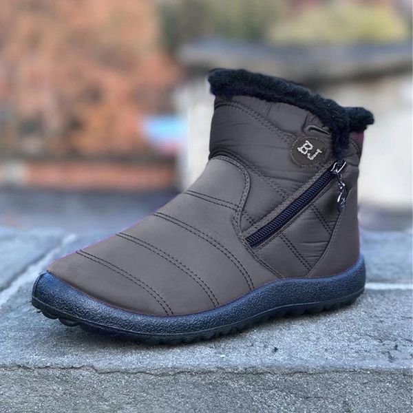 

winter men's shoes for men boots thick fur warm ankle boots footwear waterproof snow botas hombre winter shoes unisex, Black