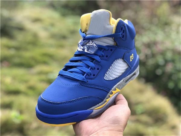 

2020 new authentic 5 jsp laney man woman basketball shoes 5s blue suede sports cd2720-700 3m reflective sneakers with original box