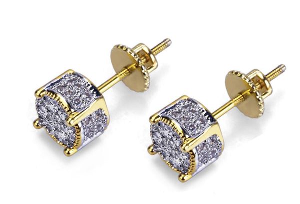 

designer earrings luxury jewelry fashion women mens earrings hip hop diamond stud earings iced out bling cz rock punk round wedding gift, Golden;silver