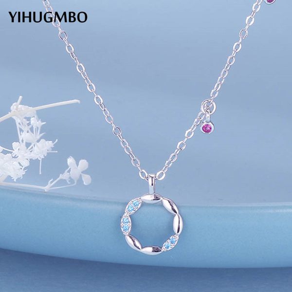 

yihugmbo 925 sterling silver 100% sun moon geometry korean long necklace jewelry for women pearl statement necklace new stars