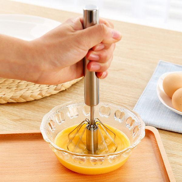 

home kitchen tools semi-automatic eggbeater manual self turning stainless steel whisk hand mixer blender egg tools tc190507 100pcs