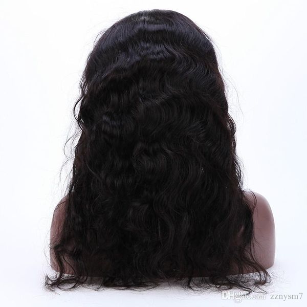 

brazilian body wave full lace virgi wigs natural hairline with high temperature silk natural color (22inch, Black