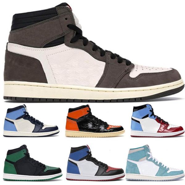 

2020 basketball shoes 1s high og obsidian unc to chicago pine turbo green travis scotts bloodline 1 jumpman men women sports shoes