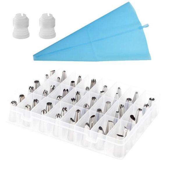 

Stainle teel nozzle et ilicone icing piping cream pa try bag 51pc diy cake decorating tip with converter 51pc et ljjo6444