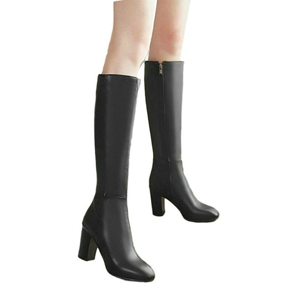 

Women's Fashion Boots Knee High Slim Solid Color Riding Boots Women Elegant Side Zip Comfortable Boots Plus size Shoes, Black