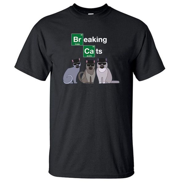 

breaking bad funny prints t-shirts men breaking cats t shirts tshirt men 100% cotton streetwear tee shirt homme tees, White;black