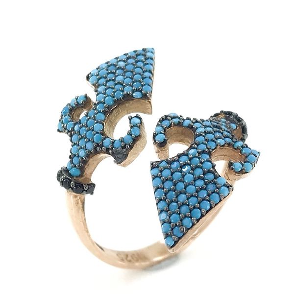 

italian design turquoise stone silver ring, Golden;silver