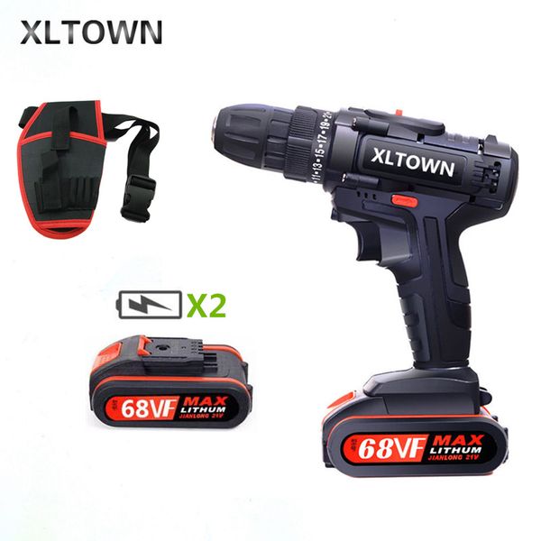 

xltown 21v electric screwdriver home cordless drill with impact drill function power tool lithium battery hand