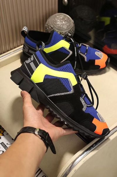 

2019 new branded men fabric stretch jersey sorrento slip-on sneaker designer lady rubber micro sole breathable casual shoes box, Black