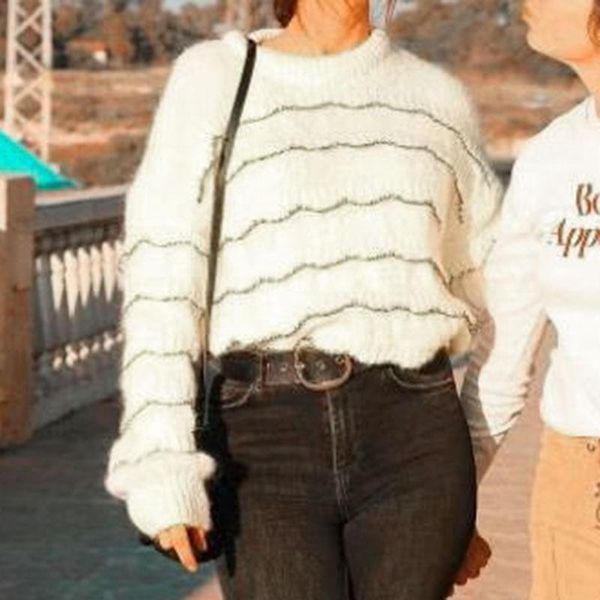 

elegant o-neck flounce loose pullovers women 2019 autumn winter knitted sweater female long sleeve ruffle sweater, White;black