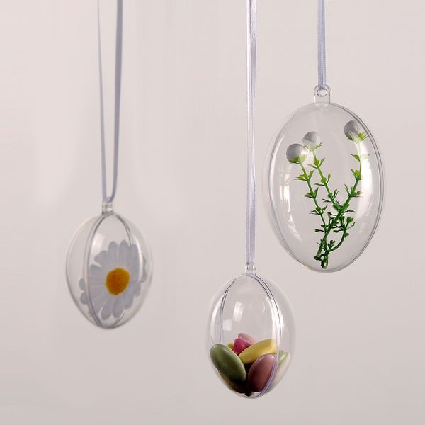 

new egg shape 10pcs transparent christmas ball ornament diy plastic fillable ball christmas tree ornanment decorations