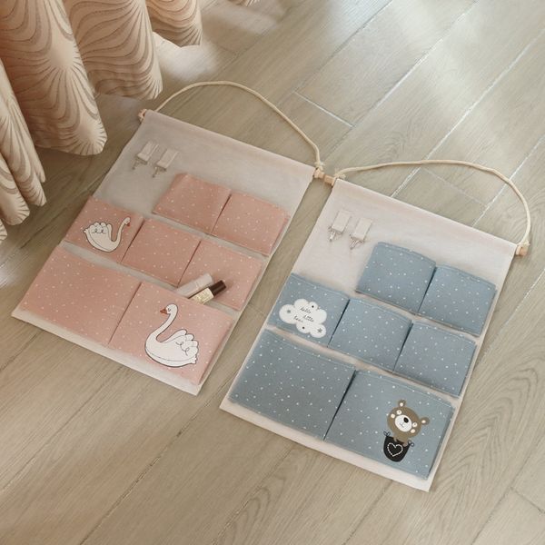 

hanging cotton linen hanging bag northern european-style wall dormitory door after storage bag