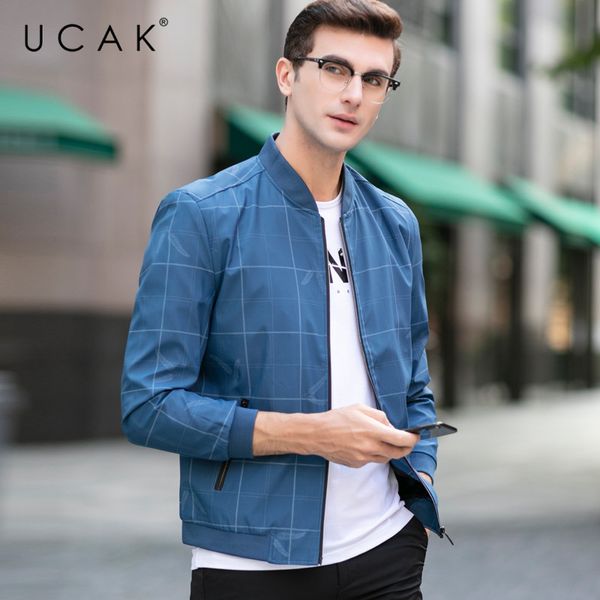 

ucak бренд chaquetas hombre 3 цвета клетчатые куртки мужская одежда повседневная блузон homme мода молния куртка мужская одежда u8076, Black;brown