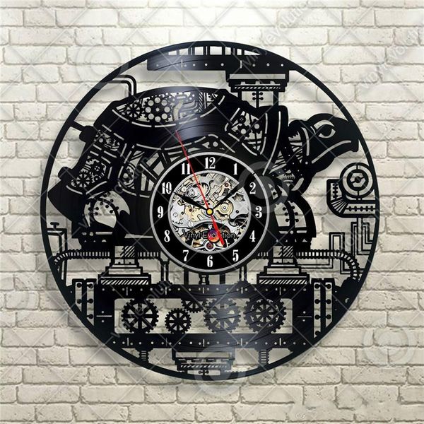 Steam Turtle Vinyl Record Wall Clock Modern Home Decor Wall Art Kitchen Bedroom Living Room Decorations Christmas Personalized Gifts Decorative Clock