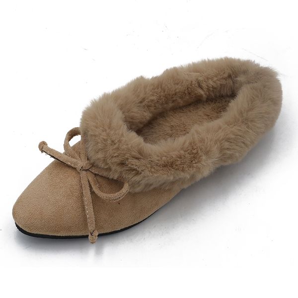 

cute winter plush fur slippers bow-knot flip flops pompom autumn female slides mules low heels home outside mules, Black