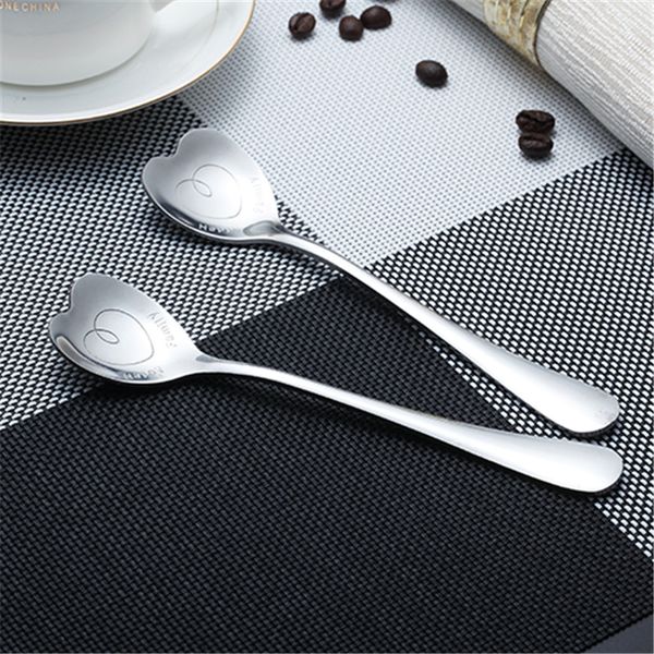 

1pcs stainless steel sweet heart shaped love coffee spoon teaspoon silver perfect new