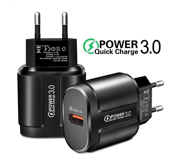 

usb charger phone qc 3.0 18w quick wall charger 3a eu us plug travel adapter universal fast charger for samsung s7 s8 lg