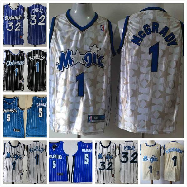 

mens hwc tracy 1 mcgrady retro orlando magic 32# shaquille o'neal penny 1 hardaway mohamed nba 5 bamba basketball jerseys, Black