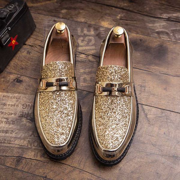 

low set feet bright face casual men's leather shoes fashion casual spire formal business wedding dress and high flat shoes, Black