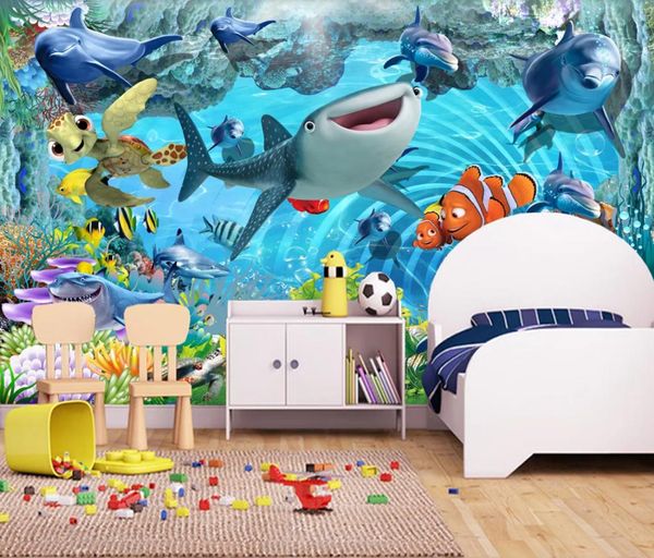 

children wallpaper 3d sea world whale wall mura custom p wall papers waterproof canvas contact paper wedding decoracion