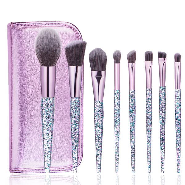 

10pcs crystal makeup brushes transparent glitter purple makeup brush set foundation powder contour eye shadow brow brush