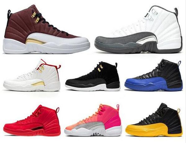 

designer shoes jumpman 12 12s ovo white gym red dark grey basketball shoes men taxi blue suede flu game cny sneakers size 47