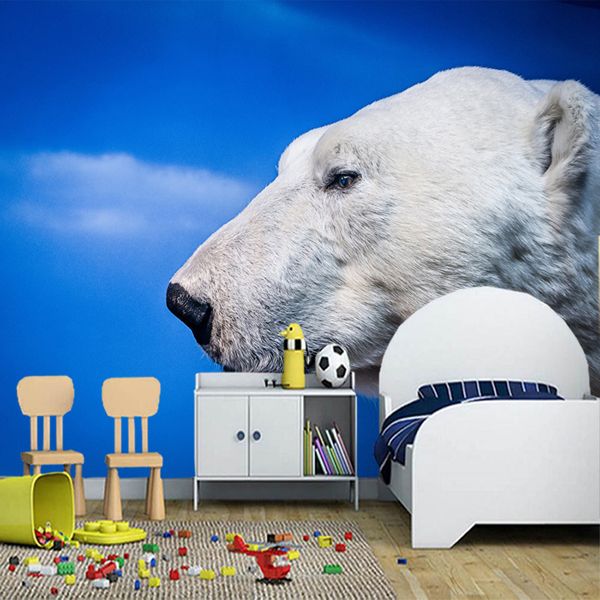 

custom children's wallpaper, polar bear close-up murals for living room bedroom sofa background decorative waterproof wallpaper