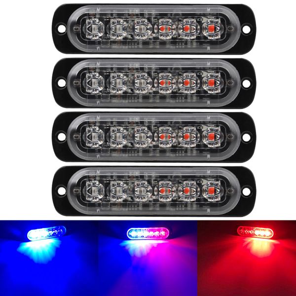 

6led light ultra-thin warning light motorcycle pickup flash 12-24v ultra-thin red and blue strobe
