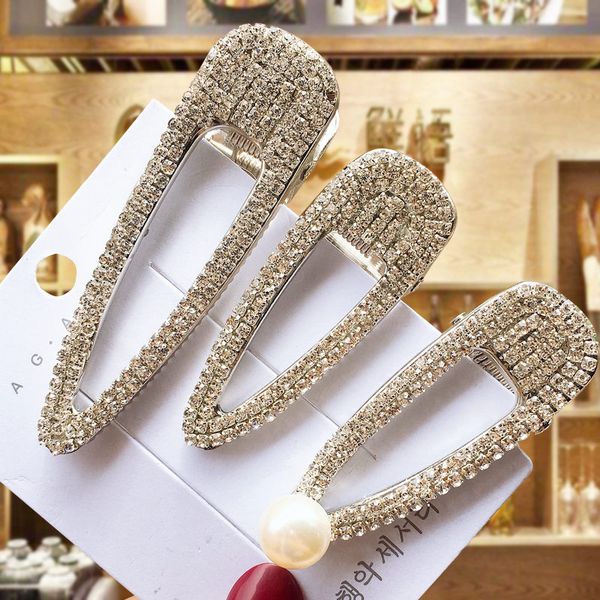 

1 set shiny full crystal hairpins woman rhinestone crystal pearl cute bb clips sweet hair clip for women hair accessories, Golden;silver