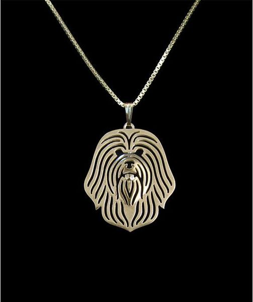 

danggao fashion handmade hollow lowchen pendant necklace women chain choker necklace dog charm jewelry pet lovers gift idea, Silver