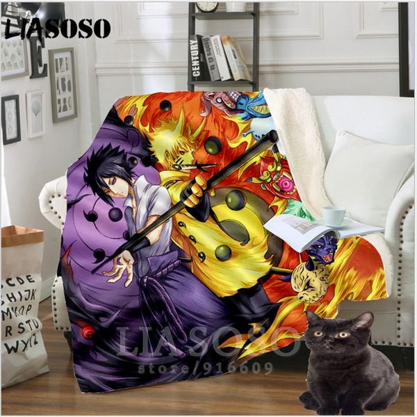 

sofa bedding patterned office uzumaki naruto shippuden dj harajuku stuffed blanket bedspread baby travel blanket sofa quilt a26, White;black