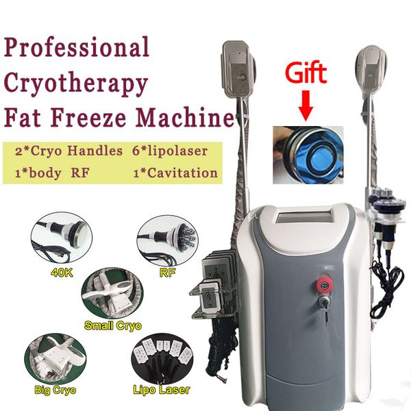 

new designed ce approved lipolaser cryolipolysis fat e slimming machine 2 cryo handle cavitation rf slimming device, Black;white