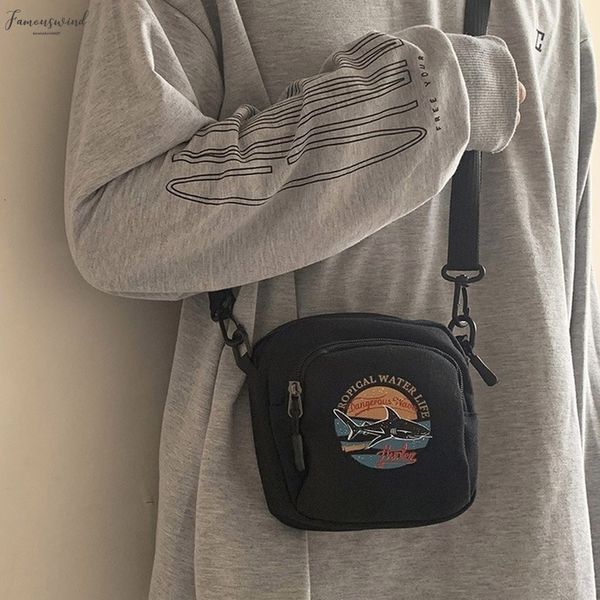 

women canvas handbag korean mini student bag cell phone bag simple small crossbody bags casual lady flap shoulder bag animal print yy