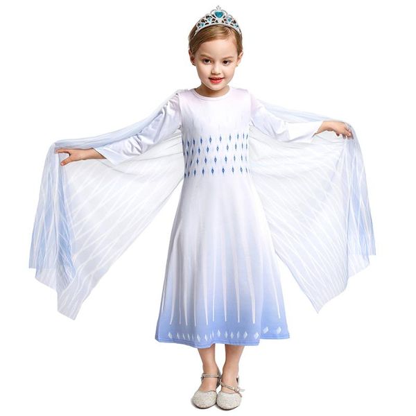 

2 white princess dress snow queen cosplay costume christmas halloween girl long dress with clock birthday gift party clothi, Red;yellow