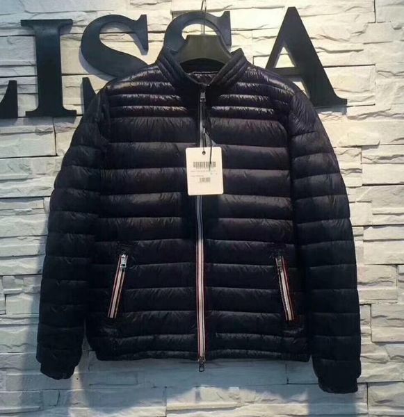 

men winter jacket parka thin soft down coats warm stand collar jacket wind-and water-proof coat outwear, Black