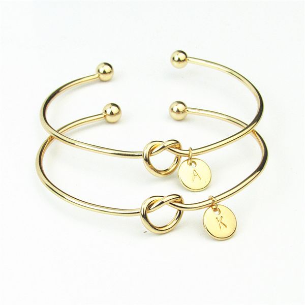 

краткое открытые браслеты мода женщины девушка a-z 26 букв золото серебро розовое золото цинковый сплав узел сердце кулон браслеты браслеты, Black