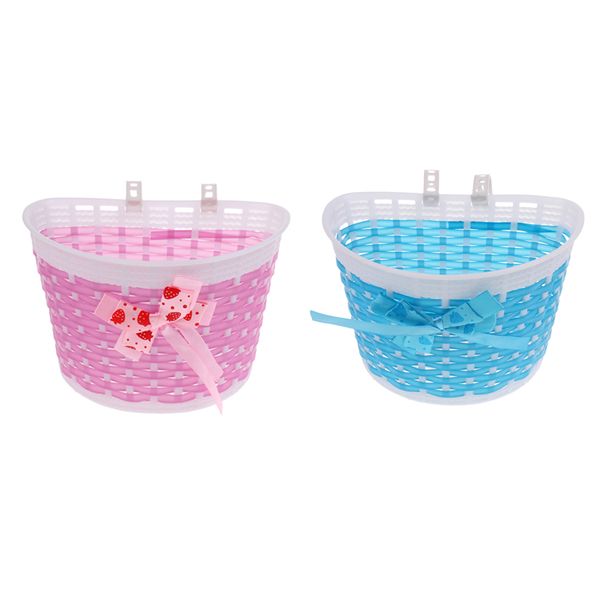 

2pcs children kids girls bicycle front basket bike cycle shopping holder case blue & pink