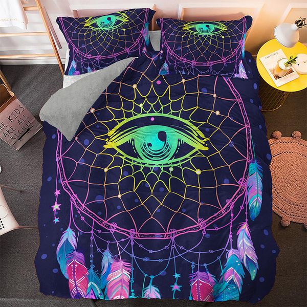 

3d mandala carpet evil eyes bedding set bedspread 3pcs  king size home textile