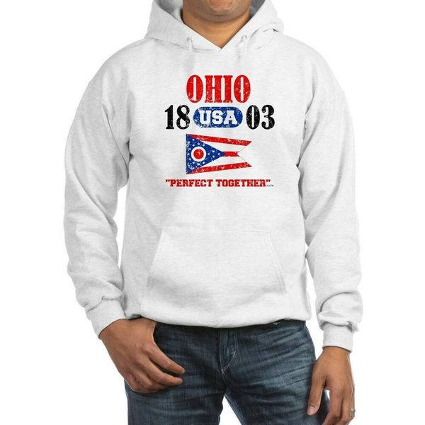 

ohio / usa 1803 statehood"perfect together "distressed" hoodie w/pockets, Black