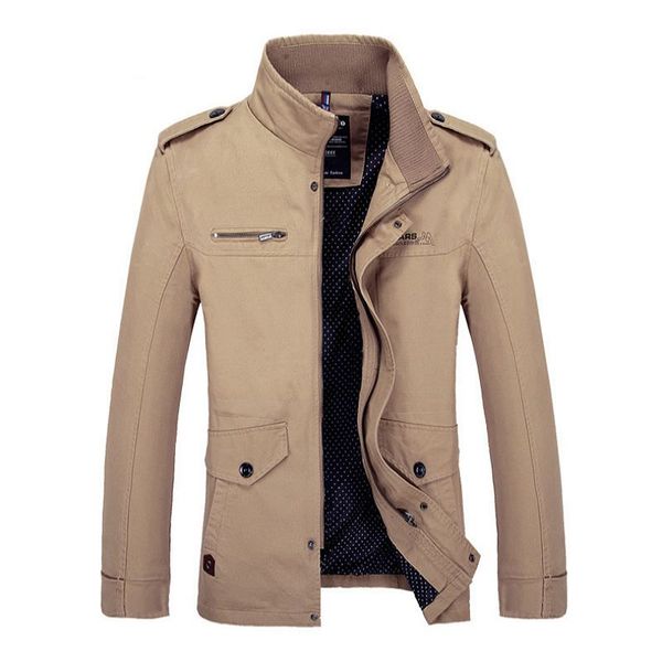 

новые мужские весна осень куртки и пальто мужчины повседневная мода тонкий установлены большие размеры куртки молния, Tan;black