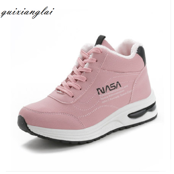 

women's boots high-sneakers women 2020 new wild students plus velvet warm winter snow boots women, Black