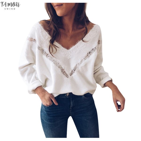 

women kimono sleeve blouse fashion winter long sleeve v neck lace slim pullover women and blouses lantern sleeve roupas feminina, White