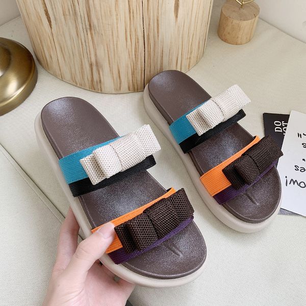 

slippers casual med shoes woman 2020 shale female beach slipers women platform luxury sabot new flat slides cotton fabric pu, Black