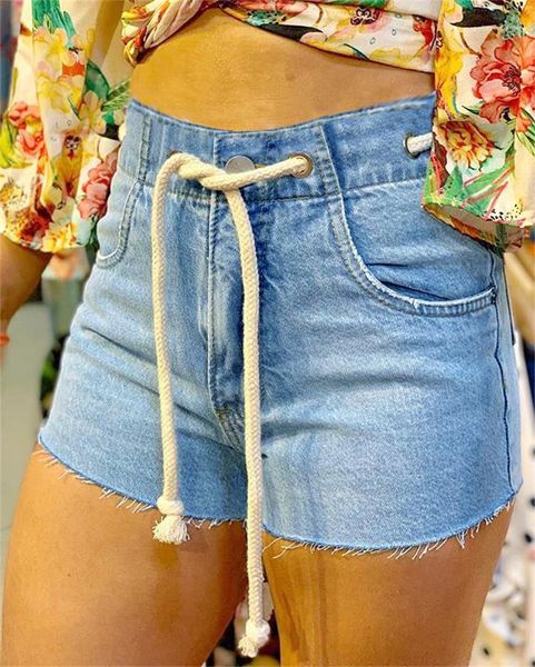 

washed bleached jeans hip-lifting high waisted jeans fashion skinny shorts jeans women clothing women designer, Blue