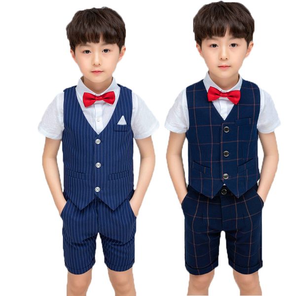 Okul Çocuklar Çocuk Piyano Balo Performans Kostüm Çiçek Boys doğum günü partisi Smokin Biçimsel Yelek + Pantolon 2pcs Düğünler Suit