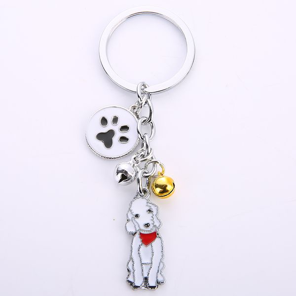 

cartoon bedlington terriern dog keychain pet dogs key ring animal pendant diy metal bells gift for friend, Silver