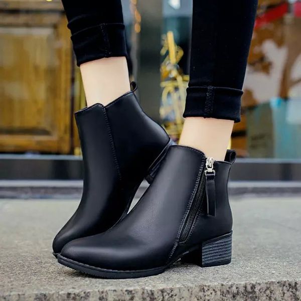 

new autumn winter women boots suede female side zipper boots vintage fashion ankle ghn78, Black
